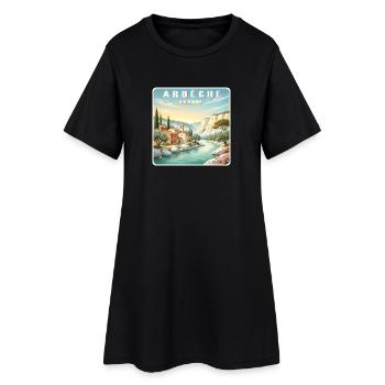 Ardeche - Frauen T-Shirt-Kleid - Schwarz - Vorne