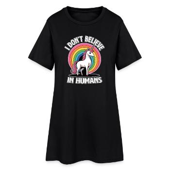 Unicorn Rainbow Je ne crois pas aux humains - Robe T-shirt Femme - noir - Devant