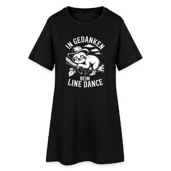 Faultier auf Ast träumt von Line Dance - Frauen T-Shirt-Kleid - Schwarz - Vorne