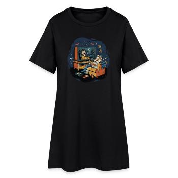 Horror Home Movie Night Fear Humor - Women’s T-Shirt Dress - black - Front