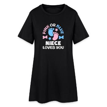 Pink Oder Blau Nichte Liebt Dich Gender Reveal - Frauen T-Shirt-Kleid - Schwarz - Vorne