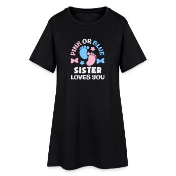 Pink Oder Blau Schwester Liebt Dich Gender Reveal - Frauen T-Shirt-Kleid - Schwarz - Vorne