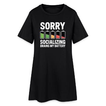 Blague sur les introvertis sociables et épuisés - Robe T-shirt Femme - noir - Devant