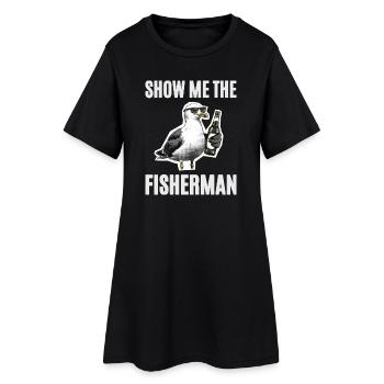 Drôle de dicton, pêche au pub Seagull Angler - Robe T-shirt Femme - noir - Devant
