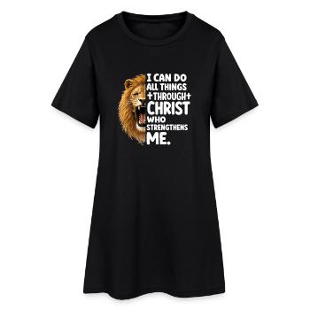 Lion de la Force par le Christ - Robe T-shirt Femme - noir - Devant
