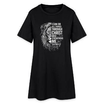 Lion's strength through Christ—Philippians 4:13 - Women’s T-Shirt Dress - black - Front