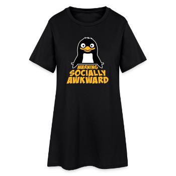 Avertissement pingouin : Socialement maladroit, drôle, maladroit - Robe T-shirt Femme - noir - Devant