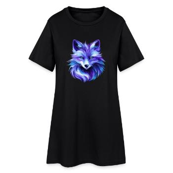 Colorful Fox Polygon Art – Modern Animal Design - Women’s T-Shirt Dress - black - Front