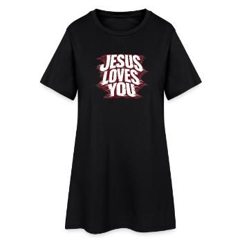 Jesus loves you - Frauen T-Shirt-Kleid - Schwarz - Vorne