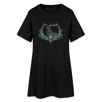 Deer in ornamental heart - Women’s T-Shirt Dress - black - Front