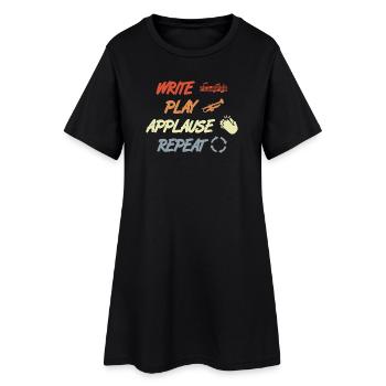 Écrire, Jouer, Applaudir, répéter - Robe T-shirt Femme - noir - Devant