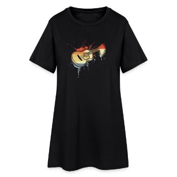 Croquis de guitare look vintage - Robe T-shirt Femme - noir - Devant