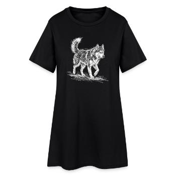 Husky Sketch White – Sibérien Husky Design - Robe T-shirt Femme - noir - Devant