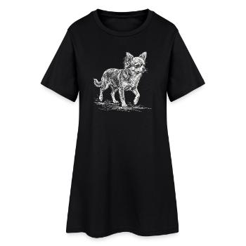 Chihuahua Sketch – Design minimaliste - Robe T-shirt Femme - noir - Devant