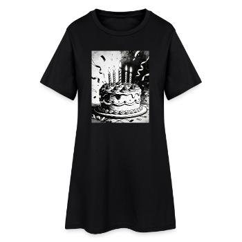 Monochromer Geburtstagskuchen Kerzen - Frauen T-Shirt-Kleid - Schwarz - Vorne