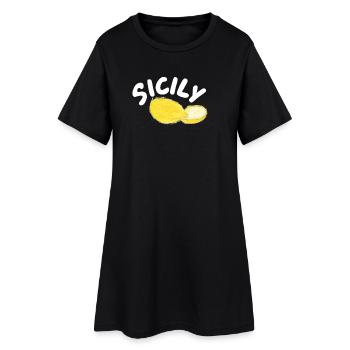 Illustration des citrons de Sicile - Sicile - Robe T-shirt Femme - noir - Devant
