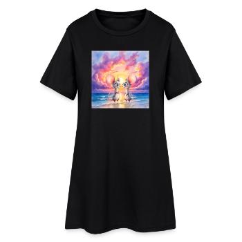 Little mice at sunset on the beach - Women’s T-Shirt Dress - black - Front