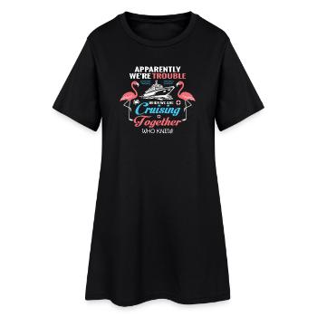 Faire des croisières ensemble Flamingos : plaisir - Robe T-shirt Femme - noir - Devant