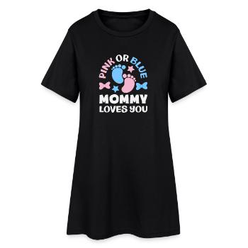 Pink Oder Blau Mama Liebt Dich Gender Reveal - Frauen T-Shirt-Kleid - Schwarz - Vorne