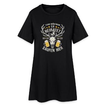 JGA Team Bräutigam Er heiratet - Bier saufen - Frauen T-Shirt-Kleid - Schwarz - Vorne