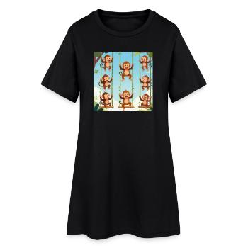 Swinging monkeys in the jungle - Women’s T-Shirt Dress - black - Front