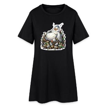 Bière mouette ivre - Robe T-shirt Femme - noir - Devant