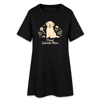 Chien Labrador Retriever Maman Fleur Mignonne - Robe T-shirt Femme - noir - Devant