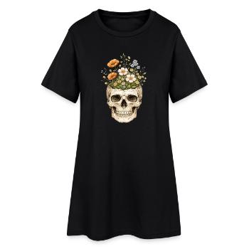 Skelett Blume Natur Floral Gothic Fairycore - Frauen T-Shirt-Kleid - Schwarz - Vorne