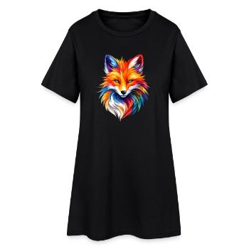Colorful Fox Polygon Design – Moderne Fuchs Kunst - Frauen T-Shirt-Kleid - Schwarz - Vorne