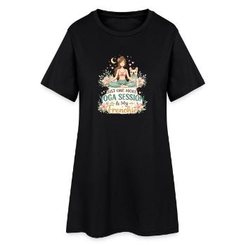 Yoga Session mit meinem Frenchie French Bulldog  - Frauen T-Shirt-Kleid - Schwarz - Vorne