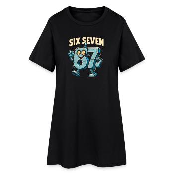Six Seven 67 Italian Brainrot Roboter Meme Humor - Frauen T-Shirt-Kleid - Schwarz - Vorne
