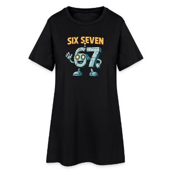 Six Seven 67 Italian Brainrot Roboter Meme Humor - Frauen T-Shirt-Kleid - Schwarz - Vorne