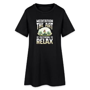 Méditation : L’art de faire semblant de se détendre - Robe T-shirt Femme - noir - Devant