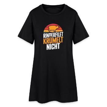  Rinderfilet Krümelt Nicht Retro BBQ Kuh Spruch - Frauen T-Shirt-Kleid - Schwarz - Vorne