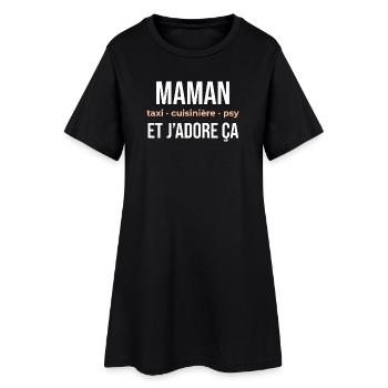 Maman Taxi Cuisinière et Plus - Robe T-shirt Femme - noir - Devant