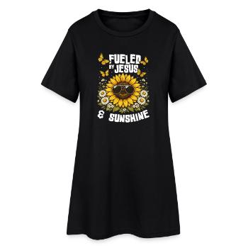La foi chrétienne du tournesol prie Jésus - Robe T-shirt Femme - noir - Devant