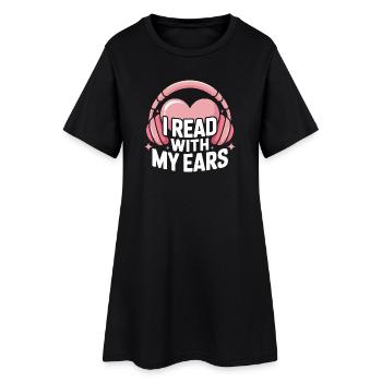 Amoureux des livres audio Cœur Livres Rat de bibliothèque Écouter - Robe T-shirt Femme - noir - Devant