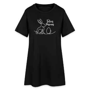 Felices Pascuas, Süßes Hasen Oster Shirt, hoodie - Frauen T-Shirt-Kleid - Schwarz - Vorne