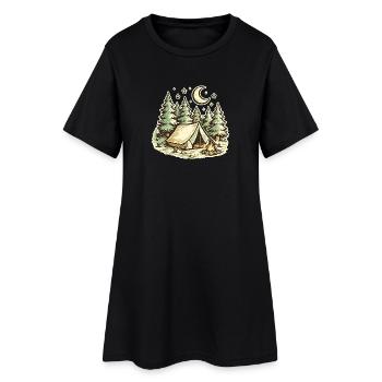 Illustration du camp de nuit en forêt - Robe T-shirt Femme - noir - Devant