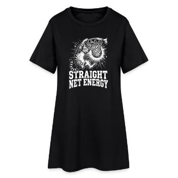 Katze, richtig Netzenergie, Basketball, getigerte Katze, lustig - Frauen T-Shirt-Kleid - Schwarz - Vorne