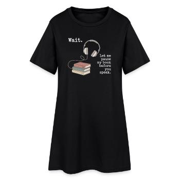 Livre audio, casque, livres - Robe T-shirt Femme - noir - Devant