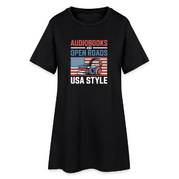 Road Trip USA avec un motif de voyage drôle en livre audio - Robe T-shirt Femme - noir - Devant