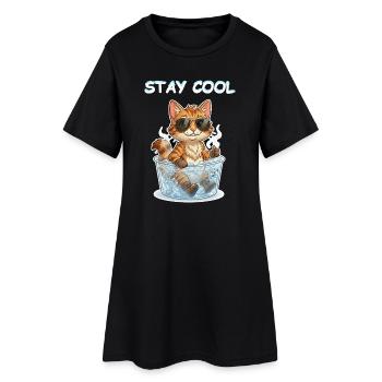 Eisbad Kätzchen Cool Bleiben - Frauen T-Shirt-Kleid - Schwarz - Vorne