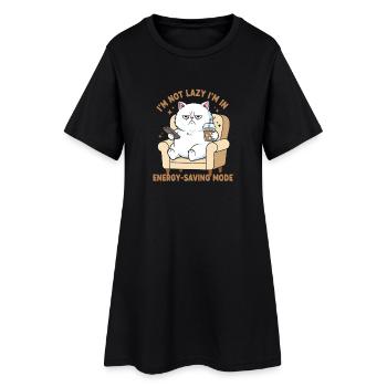 Je ne suis pas paresseux — chat économisant en énergie - Robe T-shirt Femme - noir - Devant