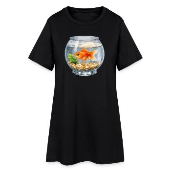 Goldfish in Glass Vase Art - Women’s T-Shirt Dress - black - Front