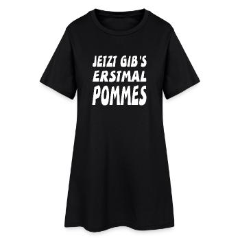 Pommes - Frauen T-Shirt-Kleid - Schwarz - Vorne