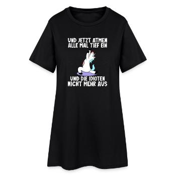 Yoga Einhorn Sarkasmus Lustiger Spruch - Frauen T-Shirt-Kleid - Schwarz - Vorne