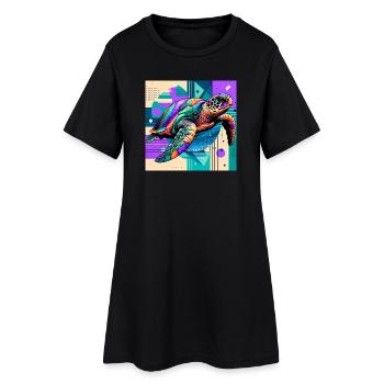 tortue - Robe T-shirt Femme - noir - Devant