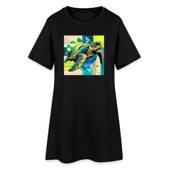 tortue - Robe T-shirt Femme - noir - Devant