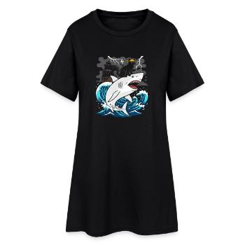 Chat pirate contre requin tempête - Robe T-shirt Femme - noir - Devant